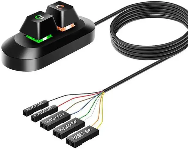 Main image of Desktop External PC Power Button, Mechanical PC Power On/Off & Reset Switch Extension Cable for Computer Motherboard, 1.8M Length