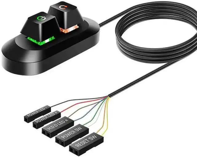 Alt view image 4 of 7 - Desktop External PC Power Button, Mechanical PC Power On/Off & Reset Switch Extension Cable for Computer Motherboard, 1.8M Length