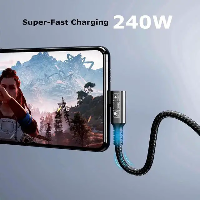 Alt view image 4 of 7 - USB-C Extension Cable Thunderbolt 4 Compatible, 240W PD3.1 Fast Charging, 40Gbps Data Transfer, 8K@60Hz Video Output, USB C Male to Female Extension Cord for Dock, Hub, MacBook, SSD, 0.5M