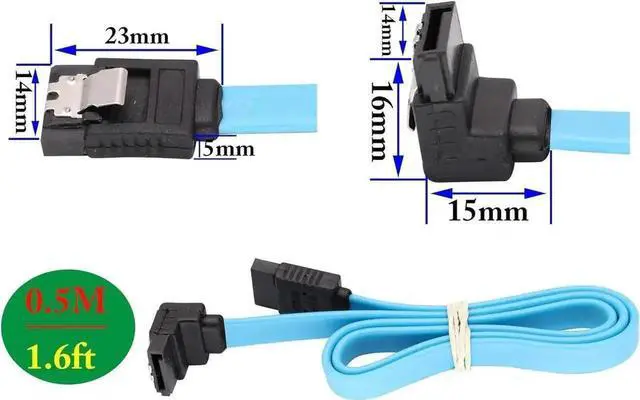 Alt view image 4 of 7 - SATA III Cable 6Gbps, 90 Degree Right Angle to Straight Plug with Locking Latch, 18 Inch, Compatible SATA HDD SSD CD Drive CD Writer, Blue, 4 Pack