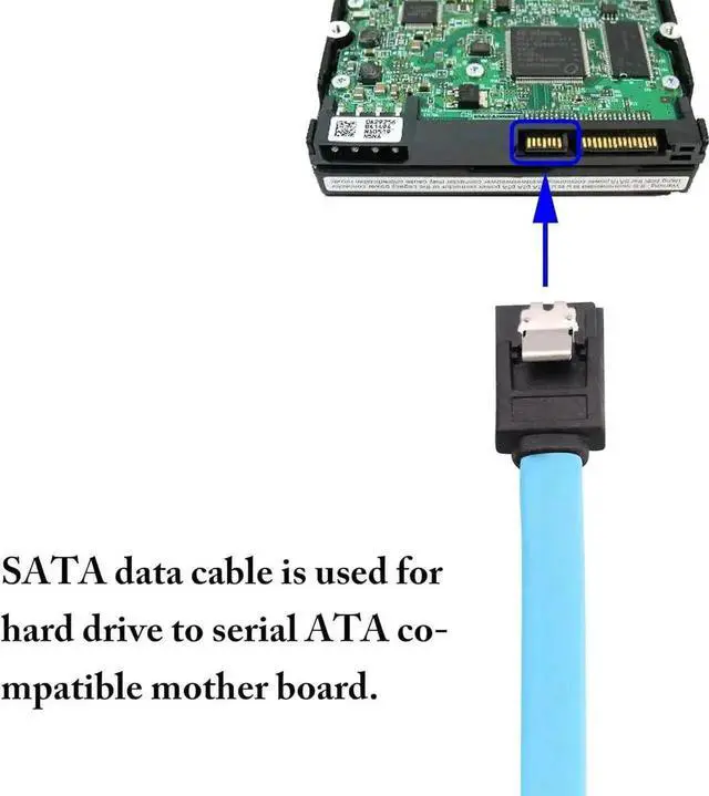 Alt view image 5 of 7 - SATA III Cable 6Gbps, 90 Degree Right Angle to Straight Plug with Locking Latch, 18 Inch, Compatible SATA HDD SSD CD Drive CD Writer, Blue, 4 Pack