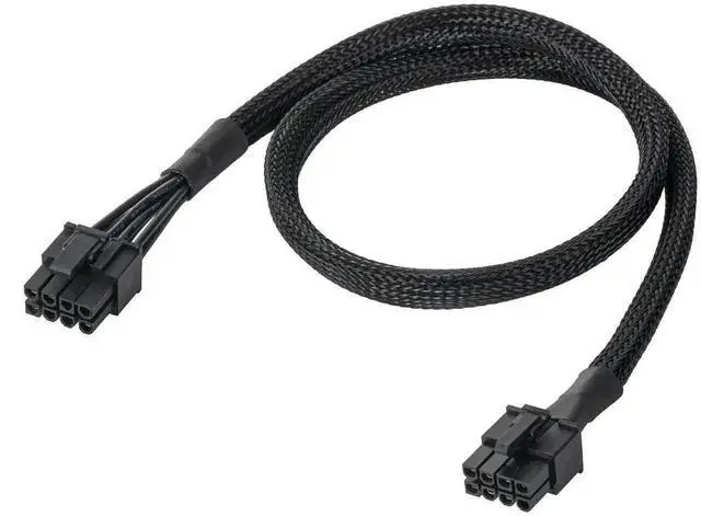Main image of PCIe Modular PSU Cable for Seasonic, 8 Pin Male to Dual PCIe 8Pin (6+2) Male GPU Power Cord, 65CM Black Braided for Seasonic Fully Modular Power Supply