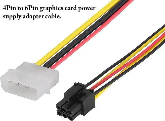 Alt view image 2 of 7 - 4 Pin Molex Male to 6 Pin PCIe Male Graphics Card Power Adapter Cable, Molex to PCI-E 6Pin Express Power Conversion Cord for GPU Video Card Power Supply Connection, 17cm Length, Pack of 2
