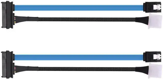 Alt view image 5 of 7 - SFF-8482 SAS 29 Pin to SATA III 7Pin Female to Female Extension Cable with 4Pin LP4 Molex Power Port, SAS to SATA 3.0 Adapter Cord for Hard Drives & RAID Storage System, 30cm/11.8Inch, Pack of 2