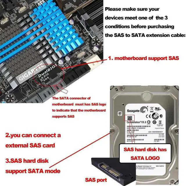 Alt view image 7 of 7 - SFF-8482 SAS 29 Pin to SATA III 7Pin Female to Female Extension Cable with 4Pin LP4 Molex Power Port, SAS to SATA 3.0 Adapter Cord for Hard Drives & RAID Storage System, 30cm/11.8Inch, Pack of 2
