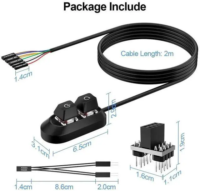 Alt view image 5 of 7 - PC Power Button Switch Splitter, Universal Desktop ON Off Reset SW HDD LED External Power Supply Button Extension Cable for All Computer Motherboard