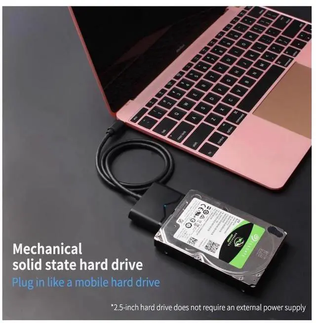 Alt view image 2 of 7 - USB 3.1 Type C to SATA 3.0 Adapter Cable, Type-C to 15+7Pin SATA Hard Drive Converter Support 6Gbps Data Transfer for 2.5 Inch 3.5 Inch SATA HDD SSD Laptop Desktop Hard Disk Accessory