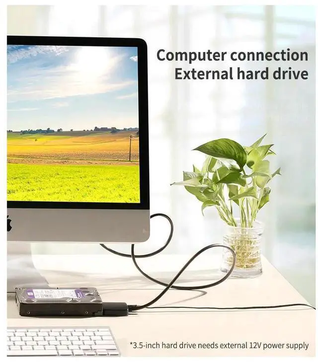 Alt view image 7 of 7 - USB 3.1 Type C to SATA 3.0 Adapter Cable, Type-C to 15+7Pin SATA Hard Drive Converter Support 6Gbps Data Transfer for 2.5 Inch 3.5 Inch SATA HDD SSD Laptop Desktop Hard Disk Accessory