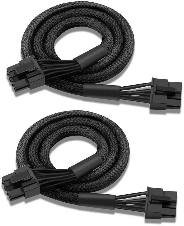 Main image of 2 Pack PCIE Modular Power Cable Compatible with Seasonic PSU, 8 Pin Male to PCIe 8pin (6+2) Male Graphics Card Power Extension Cord, 65cm Modular Cable for Seasonic Fully Modular Power Supply Unit