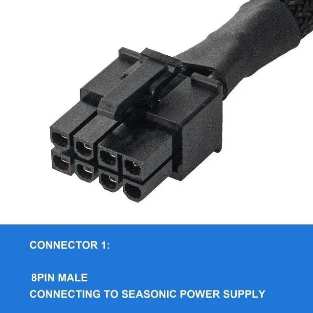 Alt view image 7 of 7 - 2 Pack PCIE Modular Power Cable Compatible with Seasonic PSU, 8 Pin Male to PCIe 8pin (6+2) Male Graphics Card Power Extension Cord, 65cm Modular Cable for Seasonic Fully Modular Power Supply Unit