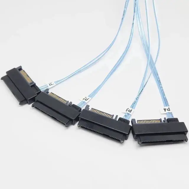 Alt view image 2 of 7 - Mini SAS Storage Configuration Cable, SFF-8643 to 4 SFF-8482 Hard Drive Cable with 15-Pin Power Interface, 1 Meter SFF8643 to SFF8482 Cord for Server HDD RAID Storage System (1 Pack, 3.2 Feet Length)
