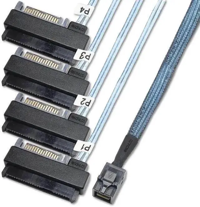 Alt view image 6 of 7 - Mini SAS Storage Configuration Cable, SFF-8643 to 4 SFF-8482 Hard Drive Cable with 15-Pin Power Interface, 1 Meter SFF8643 to SFF8482 Cord for Server HDD RAID Storage System (1 Pack, 3.2 Feet Length)