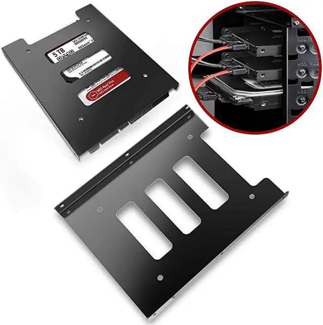 Alt view image 4 of 5 - 2 Pack Metal Hard Drive Mounting Bracket, Convert 2.5 Inch SSD HDD to 3.5 Inch Drive Bay, 2.5 to 3.5 SSD Mount Adapter Tray Dock, Hard Disk Holder for Desktop PC, Server, Computer Case Hard Drive In