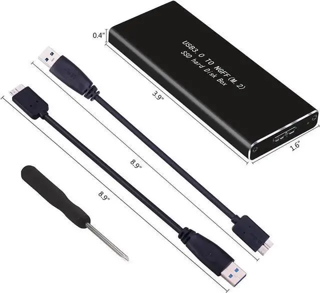 Alt view image 5 of 7 - M.2 SATA SSD to USB 3.0 External Adapter Enclosure with UASP Protocol, NGFF M.2 SATA SSD Reader Converter Support 2230 2242 2260 2280 Size, Compatible with M.2 Key B / B+M SATA Solid State Drives