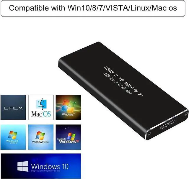 Alt view image 6 of 7 - M.2 SATA SSD to USB 3.0 External Adapter Enclosure with UASP Protocol, NGFF M.2 SATA SSD Reader Converter Support 2230 2242 2260 2280 Size, Compatible with M.2 Key B / B+M SATA Solid State Drives