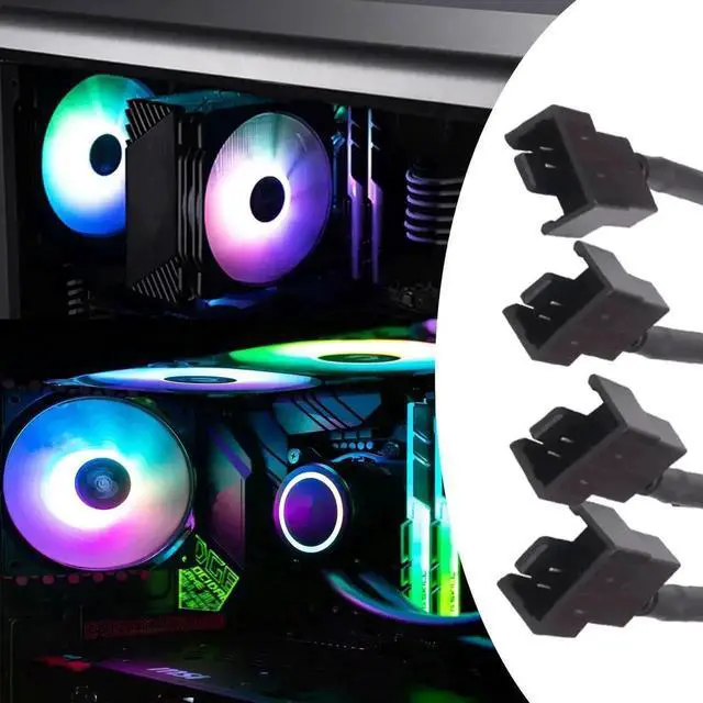 Alt view image 7 of 7 - 2 Pack Molex to PC Fan Power Splitter Cable, 4 Pin Molex to 4 x 3 Pin / 4 Pin 12V Case Fan Adapter Y Splitter Extension Cord, 27cm Multi Fan Power Supply Cable for Desktop Computer Cooling Fans