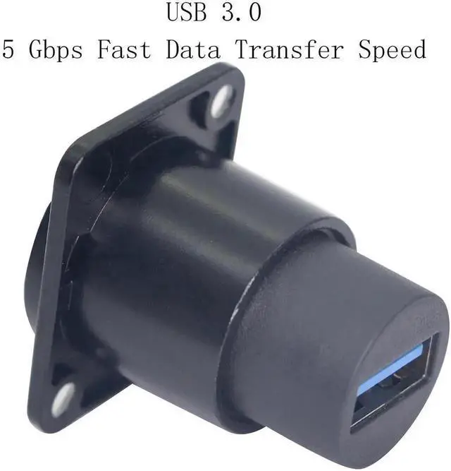 Alt view image 7 of 7 - USB 3.0 Solderless Panel Mount Female to Female Coupler Adapter, SuperSpeed 5Gbps USB3.0 Feedthrough Socket Pass Through Connector, Black USB Panel Mount Coupler for Audio Video Devices, Industrial Eq