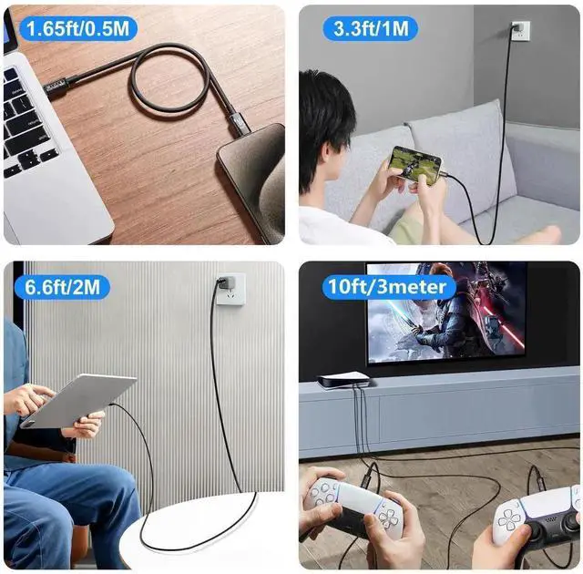 Alt view image 6 of 7 - USB-C to USB-C Nylon Braided Cable, 3.3ft USB 3.2 Type-C Cord Support 20Gbps Data Transfer & 240W PD Fast Charging, High Speed Charger Data Cable for Laptops, Smartphones, Tablets, External SSD and US