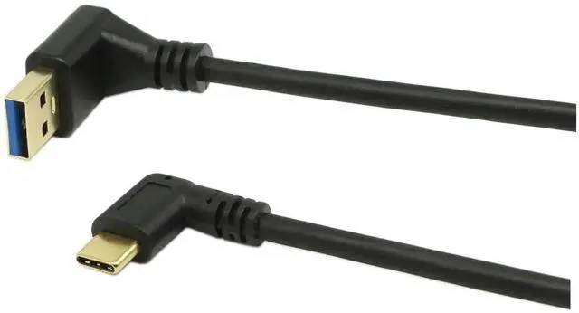 Alt view image 5 of 6 - 90 Degree Right Angle USB-C to USB 3.0 Cable, 10 Inch Type C Male to USB 3.0 Type A Male Adapter Cord, USB 3.1 Reversible L-Shaped USB-C Data Sync & Charging Cable, Black Short Cable for Phone, SSD, L