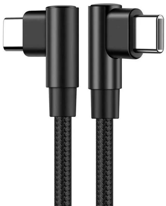 Alt view image 2 of 7 - 2 Pack Dual 90 Degree USB C to USB C Cable, 6.6FT / 2M 60W PD Fast Charging Nylon Braided Type-C Data Cord, L-Shaped USB-C Cable for MacBook Pro 2020, iPad Pro/Air, Smartphones, Tablets and USB-C Devi