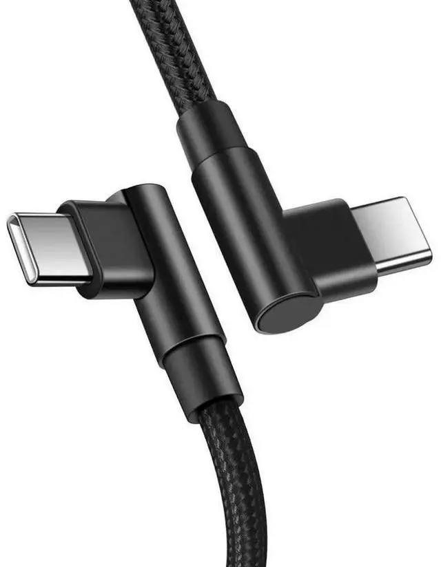Alt view image 4 of 7 - 2 Pack Dual 90 Degree USB C to USB C Cable, 6.6FT / 2M 60W PD Fast Charging Nylon Braided Type-C Data Cord, L-Shaped USB-C Cable for MacBook Pro 2020, iPad Pro/Air, Smartphones, Tablets and USB-C Devi