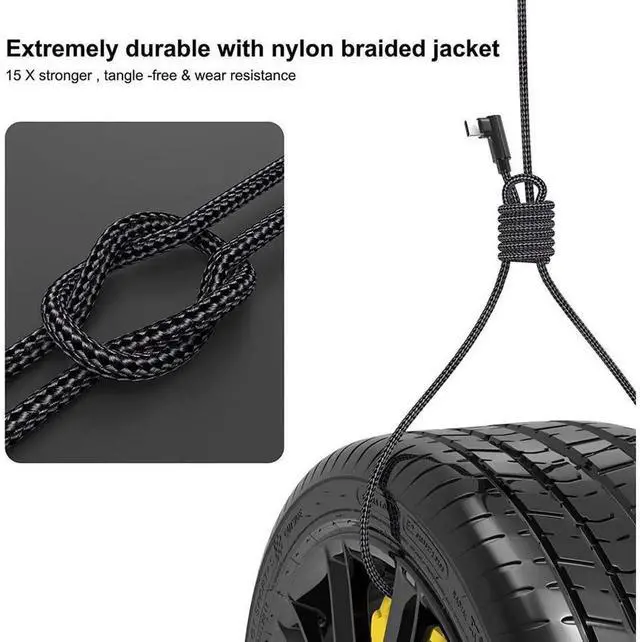 Alt view image 3 of 7 - 2 Pack Dual 90 Degree USB C to USB C Cable, 6.6FT / 2M 60W PD Fast Charging Nylon Braided Type-C Data Cord, L-Shaped USB-C Cable for MacBook Pro 2020, iPad Pro/Air, Smartphones, Tablets and USB-C Devi