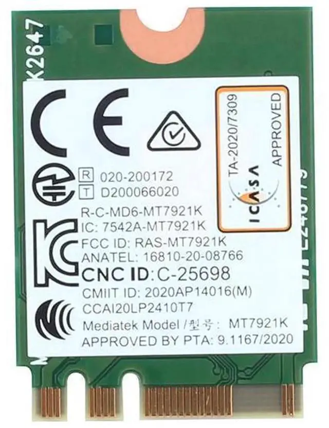 Main image of MT7921K M.2 WiFi 6 Wireless Network Card, 1800Mbps Dual Band 2.4GHz & 5GHz 802.11ax/ac NGFF WiFi Module with Bluetooth 5.2, M.2 WiFi Adapter Similar to AX200 for Desktop PC, Supports Windows 10 & Wind