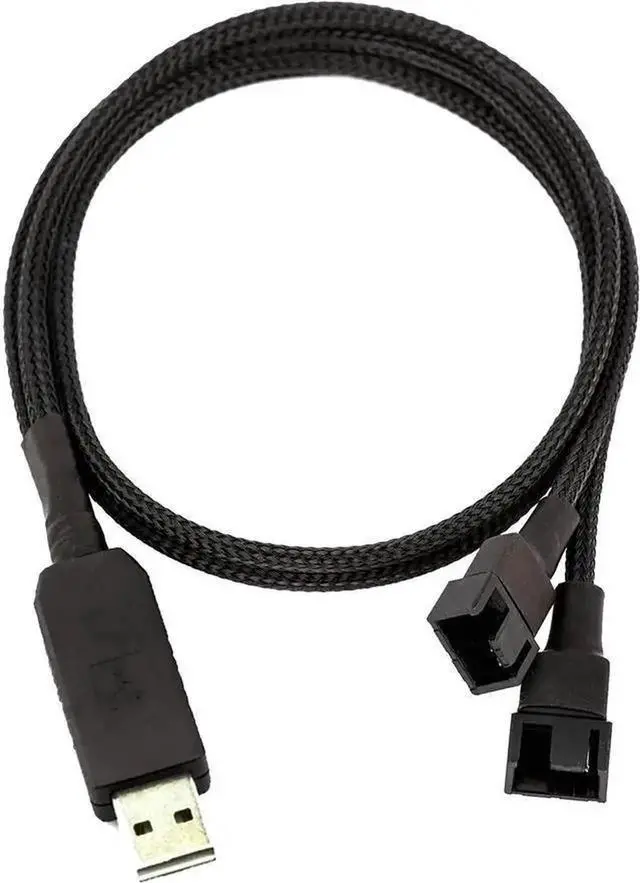 Alt view image 5 of 7 - USB to Dual 3 Pin / 4 Pin PC Fan Sleeved Power Adapter Cable, Output 12V for Computer Case Cooling Fans, 25 Inches Extension Cord, USB Powered Fan Supply Cable for Desktop Chassis Cooling & DIY Hardwa