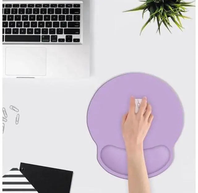 Alt view image 5 of 6 - Ergonomic Mouse Pad with Wrist Support, Comfort Gaming Mouse Mat, Non-Slip PU Base for Computer Laptop Home Office, Purple