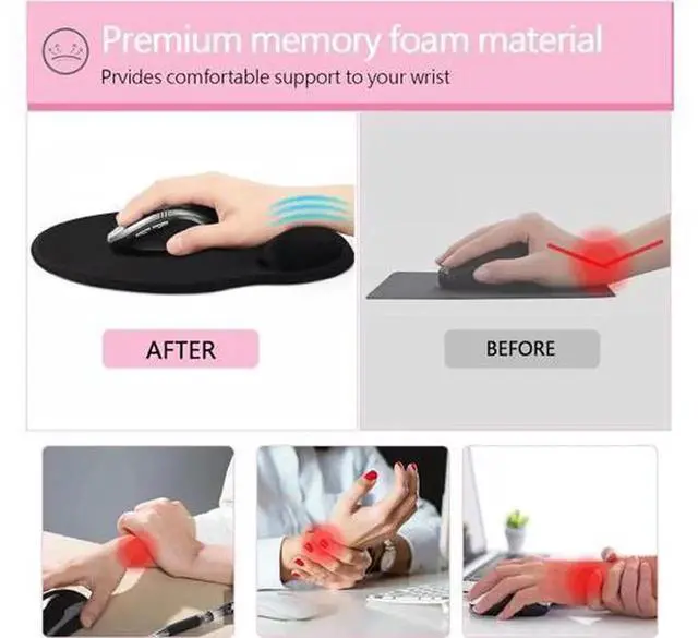 Alt view image 2 of 6 - Ergonomic Mouse Pad with Wrist Support, Comfort Gaming Mouse Mat, Non-Slip PU Base for Computer Laptop Home Office, Purple