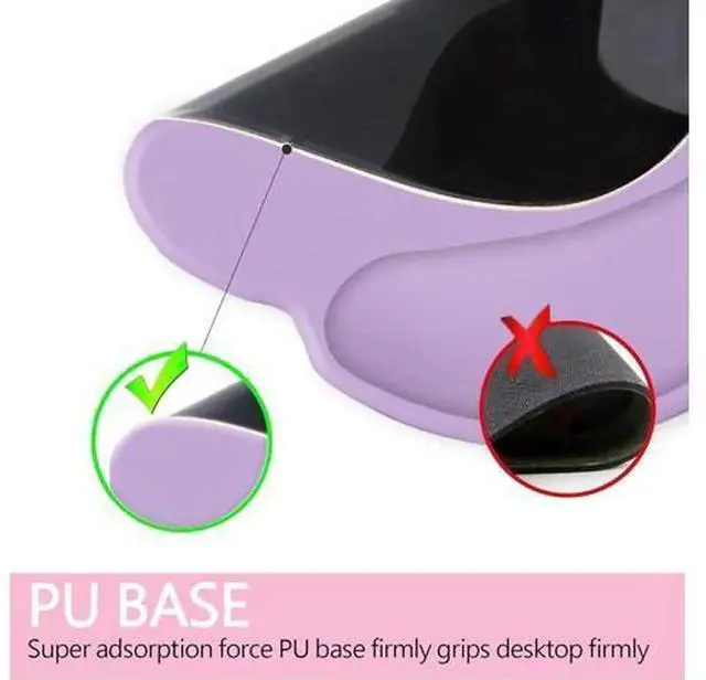 Alt view image 4 of 6 - Ergonomic Mouse Pad with Wrist Support, Comfort Gaming Mouse Mat, Non-Slip PU Base for Computer Laptop Office Home, Purple