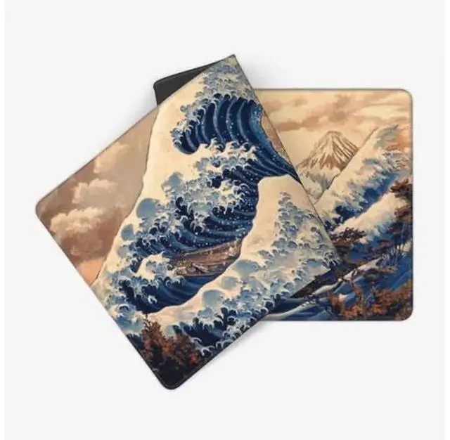 Alt view image 2 of 6 - XXL Japanese Sea Wave Gaming Mouse Pad, Large Art Desk Mat, Non-Slip Rubber Base, Extended Keyboard & Mouse Mat for Gaming, Office and Home