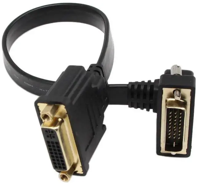 Alt view image 5 of 7 - 1FT Flat Slim DVI-D Dual Link Extension Cable, 24+1 Digital Video 90 Degree Angle DVI Male to DVI Female Extension Cord