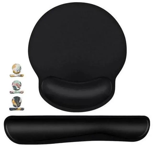 Main image of Ergonomic Keyboard & Mouse Wrist Rest Set, Memory Foam Wrist Support Pad for Comfortable Typing, Classic Black Keyboard Mouse Wrist Cushion Kit