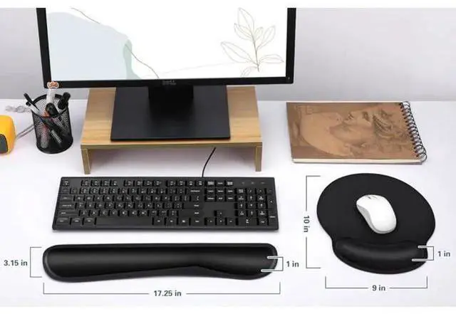 Alt view image 3 of 6 - Ergonomic Keyboard & Mouse Wrist Rest Set, Memory Foam Wrist Support Pad for Comfortable Typing, Classic Black Keyboard Mouse Wrist Cushion Kit