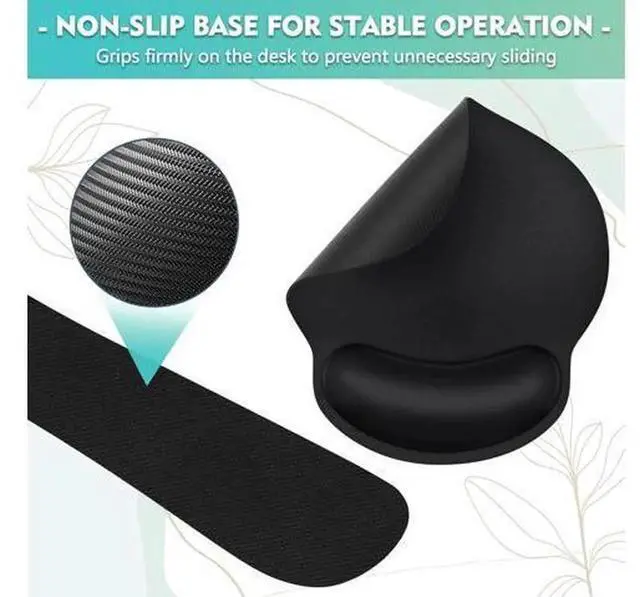 Alt view image 5 of 6 - Ergonomic Keyboard & Mouse Wrist Rest Set, Memory Foam Wrist Support Pad for Comfortable Typing, Classic Black Keyboard Mouse Wrist Cushion Kit
