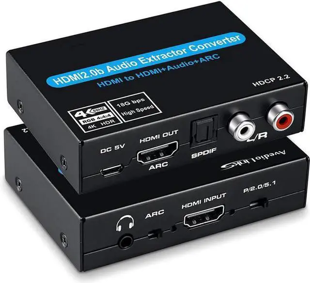 Main image of Torpedo Nova HDMI 2.0 Audio Extractor, HDMI to HDMI with ARC + Optical SPDIF + RCA L/R Audio Separator, HDCP 2.2, Supports Standalone Audio Operation
