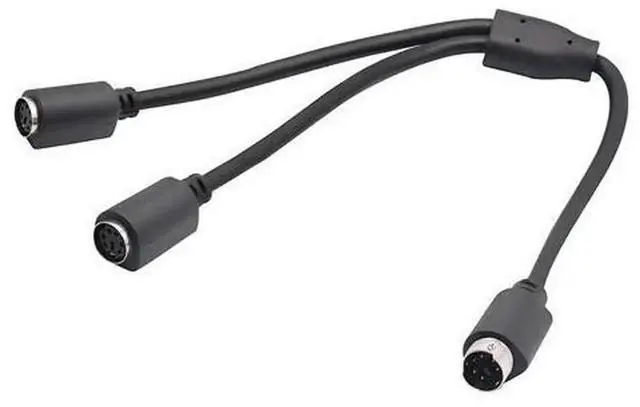 Main image of PS/2 Splitter Cable, 6 Pin Mini DIN Male to Dual Female Y Splitter Cord, PS2 Male to 2 PS/2 Female Adapter Cable 30cm, Connect PS/2 Keyboard & Mouse Simultaneously for Industrial Controller, Desktop