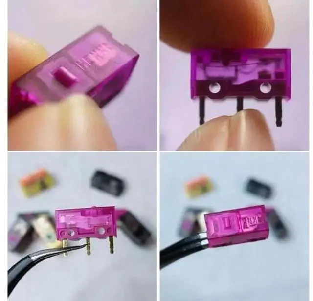 Alt view image 6 of 6 - 2Pcs Purple Dot Micro Switch, 3 Pin 0.7N Operating Force 150M Clicks Microswitch, Durable Micro Button Replacement Switches, Repair Parts for Gaming Mouse Modification