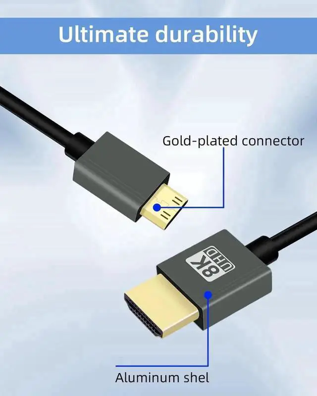 Alt view image 3 of 7 - 8K Mini HDMI to HDMI Coiled Cable 2.2FT, Spring Spiral HDMI 2.1 Cord, 48Gbps High Speed, Supports 8K@60Hz, Dynamic HDR, Short Mini HDMI to HDMI Cable for Camera, Camcorder, Tablet, HDTV, Monitor