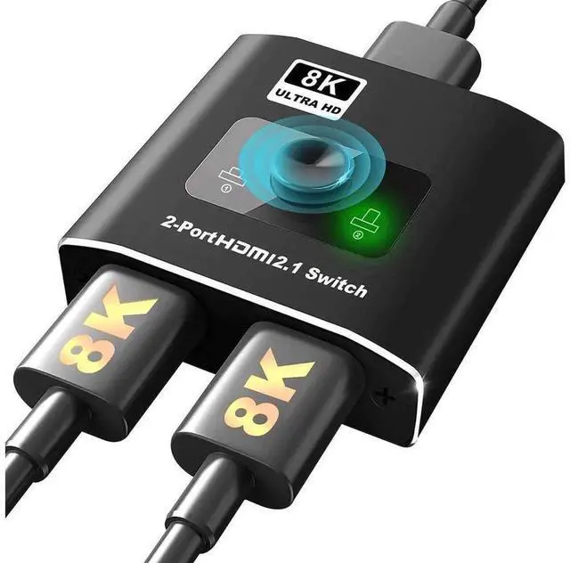 Main image of 2 in 1 Out HDMI 2.1 Switch, 8K 2X1 HDMI Switcher 4K 120Hz 48Gbps High Speed, Manual Button Switch, Support HDCP2.3 & Dynamic HDR for 8K TV, PS5, Xbox Series X