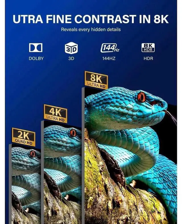 Alt view image 4 of 7 - 2 in 1 Out HDMI 2.1 Switch, 8K 2X1 HDMI Switcher 4K 120Hz 48Gbps High Speed, Manual Button Switch, Support HDCP2.3 & Dynamic HDR for 8K TV, PS5, Xbox Series X