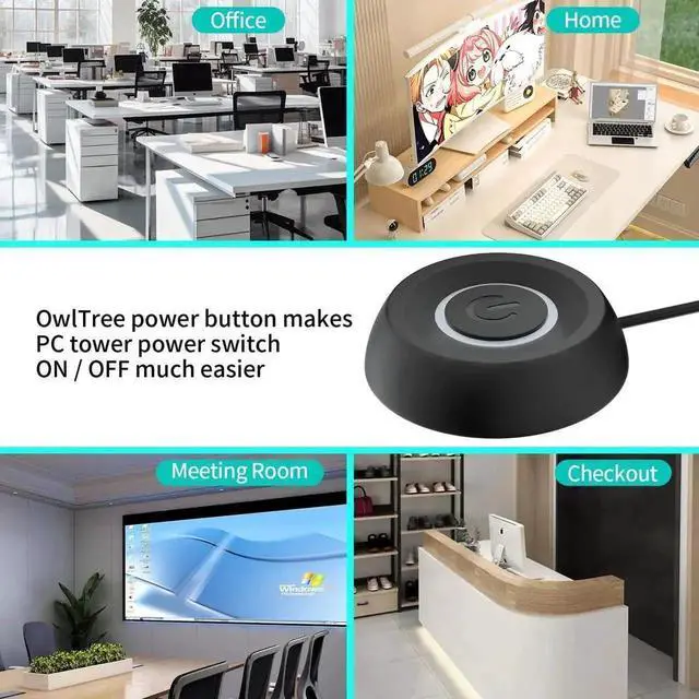 Alt view image 3 of 6 - PC External Power Button, Desktop Computer Power Switch with LED Indicator, PC Power SW Extension Cable ON Off Control for Motherboard