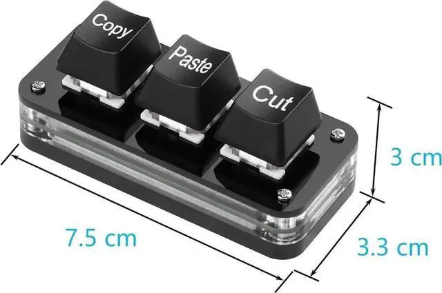 Alt view image 3 of 7 - Mini 3-Key Programmable Macro Keypad, Hot Swappable Mechanical Keyboard with LED Light, Custom Cut Copy Paste Shortcut Keypad for Work and Gaming