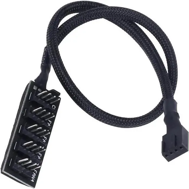 Main image of 15 Inches 1 to 5 Way 4-Pin PWM Fan Splitter Cable, Motherboard Fan Power Extension Hub Adapter Cord for PC CPU Case Cooling 3-Pin & 4-Pin Fans
