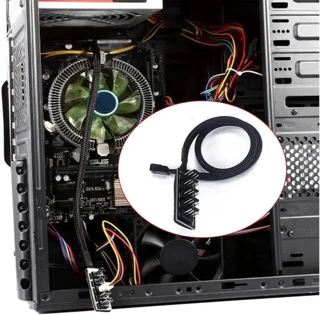 Alt view image 7 of 7 - 15 Inches 1 to 5 Way 4-Pin PWM Fan Splitter Cable, Motherboard Fan Power Extension Hub Adapter Cord for PC CPU Case Cooling 3-Pin & 4-Pin Fans