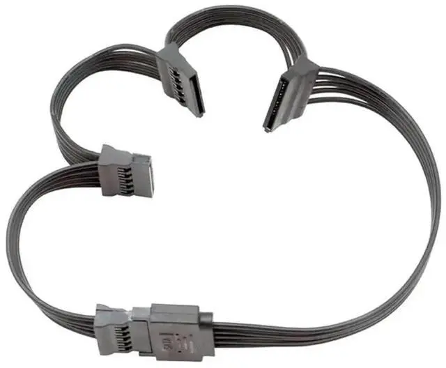 Alt view image 5 of 6 - 23Inch/58CM SATA 15Pin Power Extension Cable 1 to 4, SATA Male to Female Power Extender Adapter Cord for HDD SSD Hard Drives