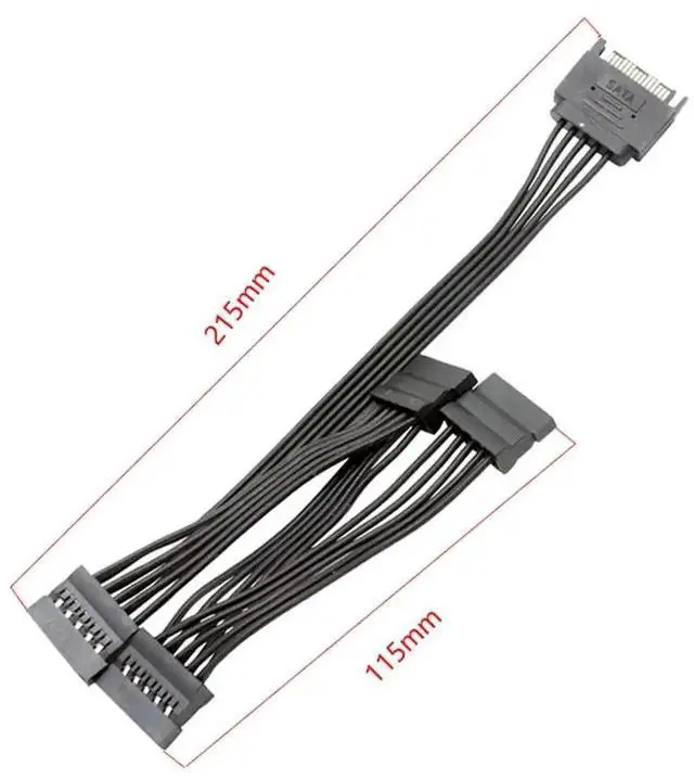 Alt view image 2 of 6 - 23Inch/58CM SATA 15Pin Power Extension Cable 1 to 4, SATA Male to Female Power Extender Adapter Cord for HDD SSD Hard Drives