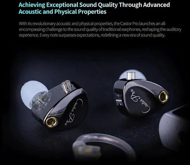 Alt view image 4 of 7 - Castor Pro Tunable In Ear Monitor IEM Earphones, Dual Dynamic Driver HiFi Gaming Earbuds with Adjustable Bass, 2PIN-C Detachable Replacement Cable