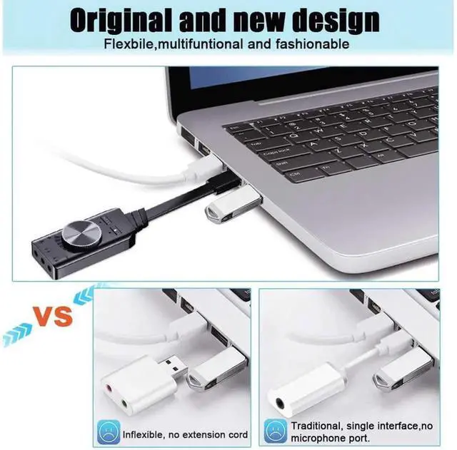 Alt view image 5 of 7 - BENGOO Virtual 7.1 USB External Sound Card Adapter, USB to 3.5mm AUX & Microphone Jack Stereo Audio Converter for Gaming Headset, PS4 Laptop Desktop Windows Mac Linux Plug and Play